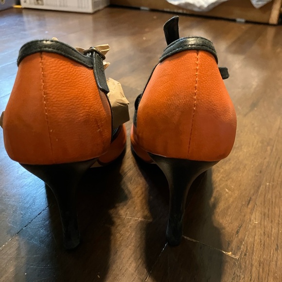 Handmade Leather Orange and Black Tango Heels Size 8 - Picture 7 of 9